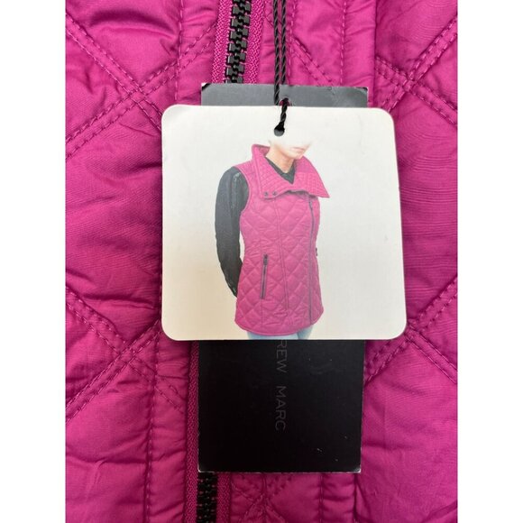 Marc New York Andrew Marc Fuchsia Quilted Asym Zip Vest NWT Medium - Picture 7 of 11